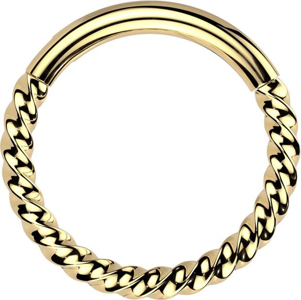 Star Piercing Micro Segmentring klappbar geflochten vergoldet (Titan G23)