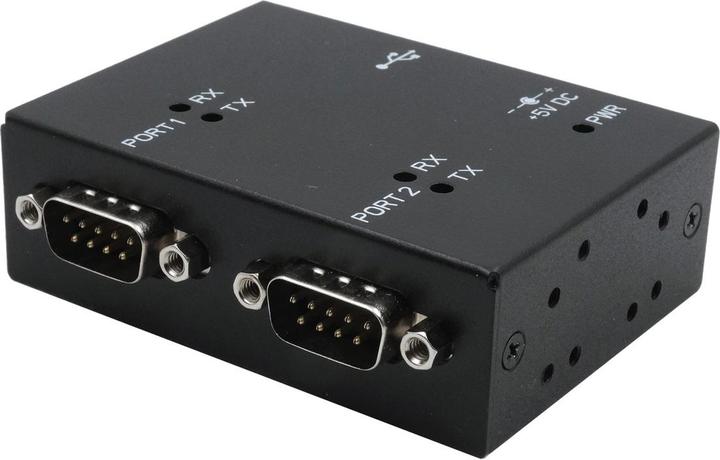 Actual product image Exsys USB 2.0 to 2S serial RS-232 ports, metal housing, with FTDI chip set
