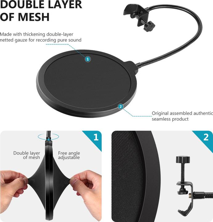 Immagine prodotto Neewer NW(B-3) Black Studio Microphone Mic Wind Screen Filter Shield