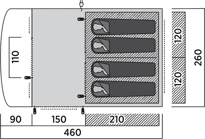 Produktbild Easy Camp Familien-Tunnelzelt Skarvan 4 (grau, Modell 2025) (Tunnelzelt, 14.50 kg, 4 Personen)