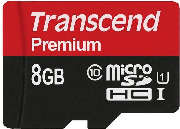 Immagine prodotto Transcend 8 GB MicroSDHC Micro SD Card, Class 10, UHS-1 U1 (8 GB, microSDHC, U1, UHS-I)