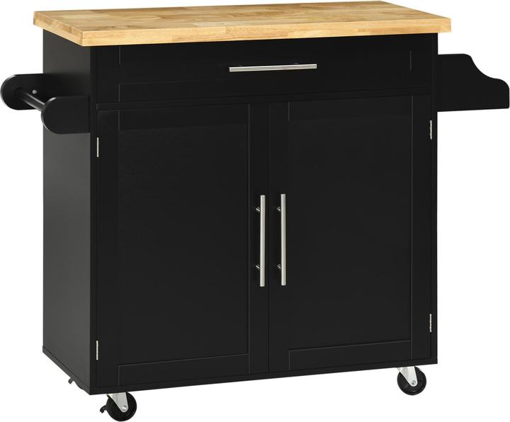 Homcom Küchenwagen Gummiholz, MDF Schwarz