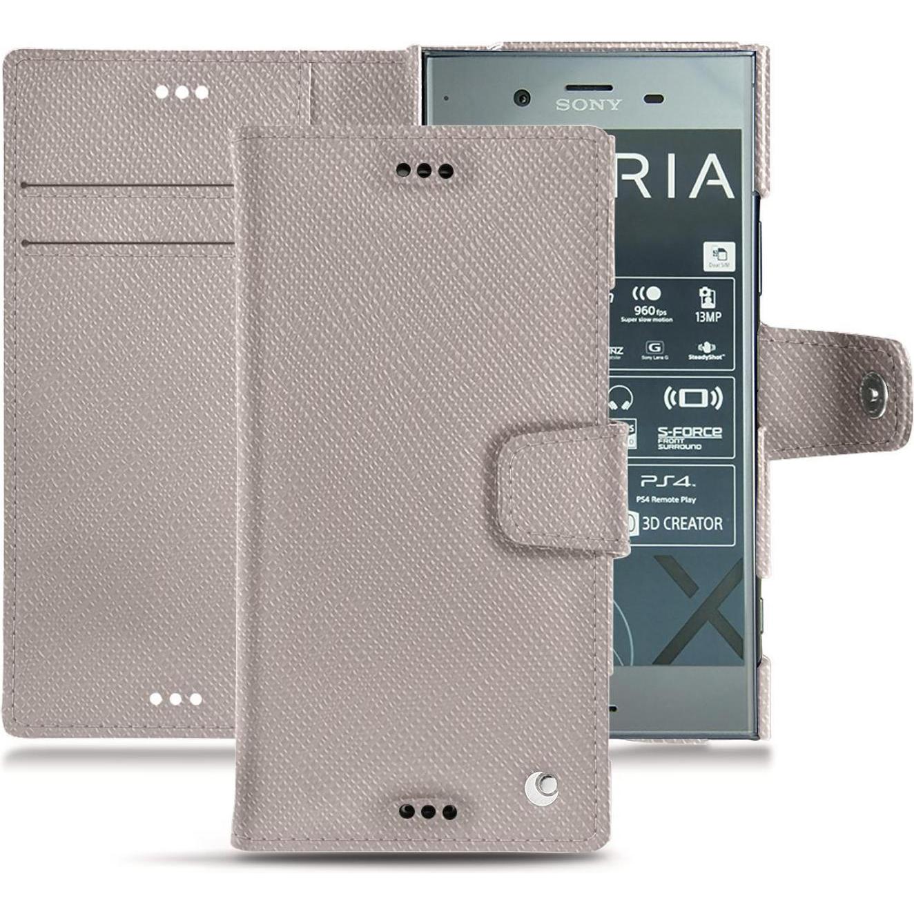 Noreve Lederschutzhülle Wallet (Sony Xperia XZ1), Smartphone Hülle, Beige