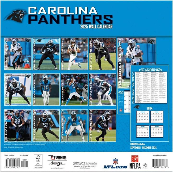 Image du produit NFL - Carolina Panthers - Calendrier mural de l'équipe 30,5 x 30,5 cm 2025 (30,5 x 30,5 cm, Français, Italien, Espagnol, Allemand, Anglais)
