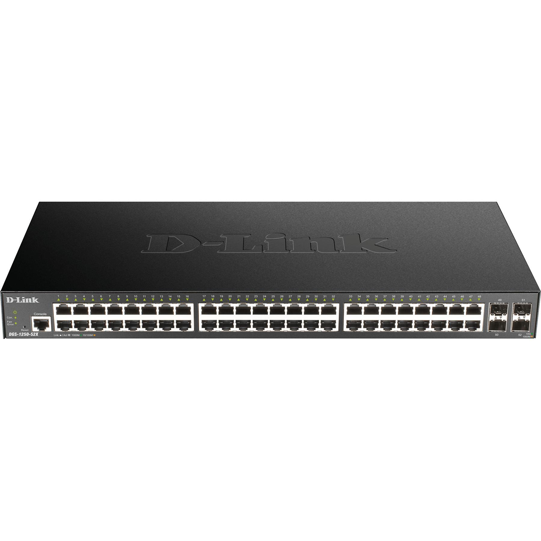D-Link 52-PORT SMART MGD GB SWITCH 4X 10G (52 Ports), Netzwerk Switch, Mehrfarbig