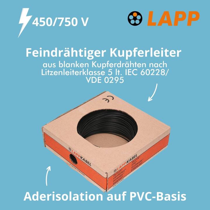 Image du produit Lapp Toron H07V-K 1 x 1.50 mm² Noire (0.20 m)