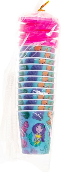 Actual product image LG-Imports Mermaid cup with lid and straw, 12 pieces. (12 x)