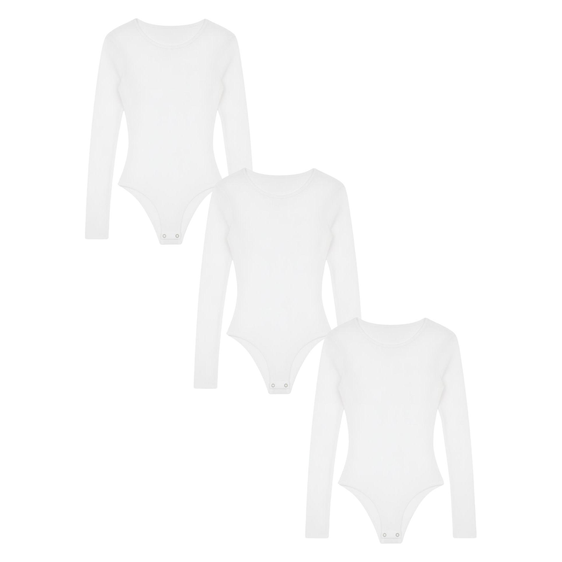 Maxte, Damen, Bodys, Basic Max Langarm Body Frauen 3er Pack, Weiss, (Xl)
