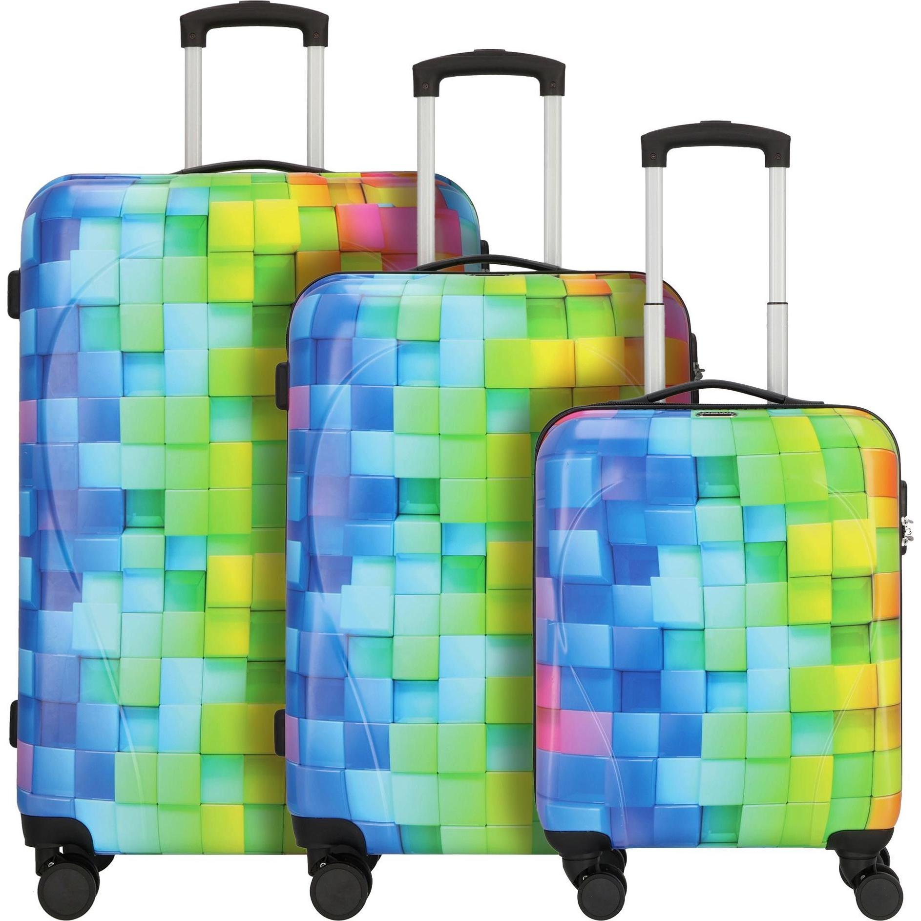 Nowi, Koffer, Santa Cruz 4 Rollen Kofferset 3-teilig, Mehrfarbig, (206 l, XL (ab 115l))