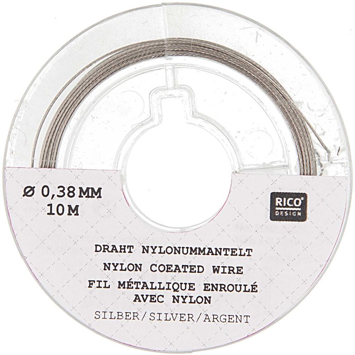 Immagine prodotto Rico Filo, rivestito in nylon, argento 0,38 mm, 10 m (10 m)