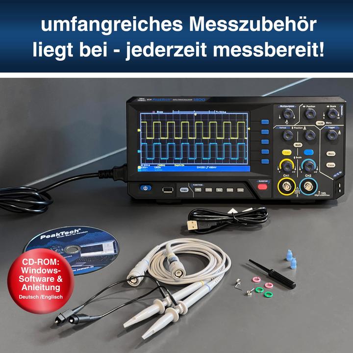 Produktbild Peaktech P 1401 Digital Speicher Oszilloskop (CAT II 400V)