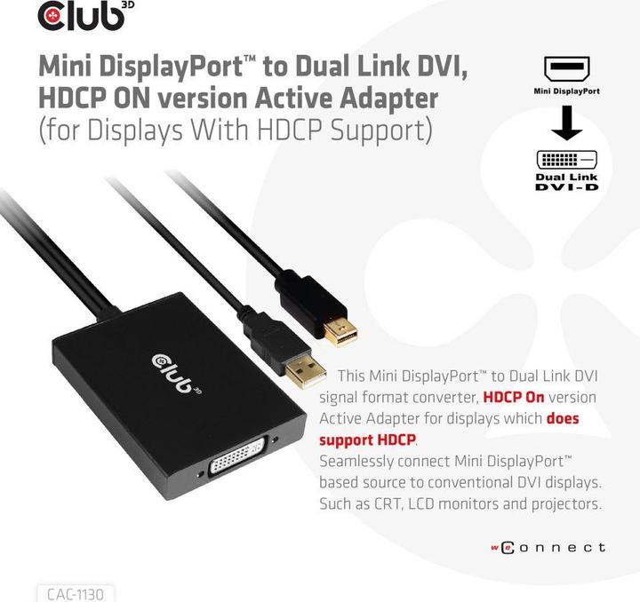 Produktbild Club 3D CAC-1130 (USB-A, Mini DP, 6.10 cm)