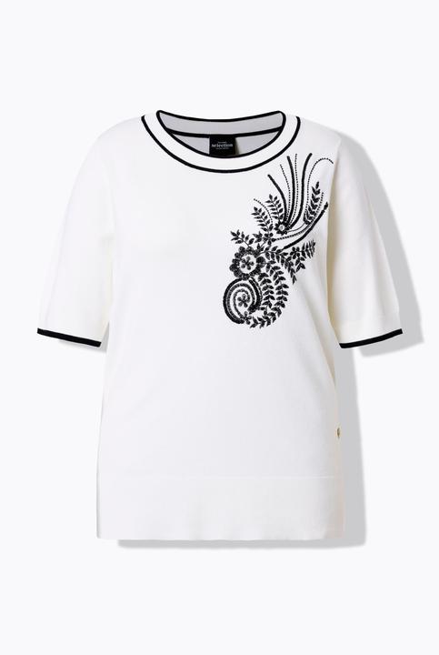 Produktbild Ulla Popken Twinset-Pullover, Pailletten-Stickerei, Rundhals, Halbarm (50, 52)