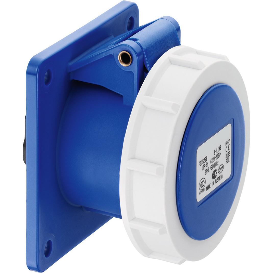 10x ABL, Steckdose, CEE Flanschsteckdose gerade, IP67, 16A, 3-polig, 230V, 6h blau