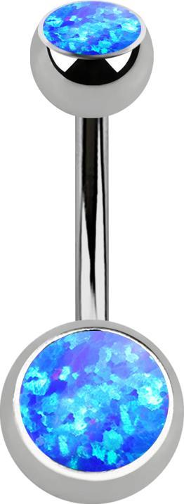 Immagine prodotto Star Piercing Banana d'argento con due sfere di opale blu (senza ottone, Titanio G23)