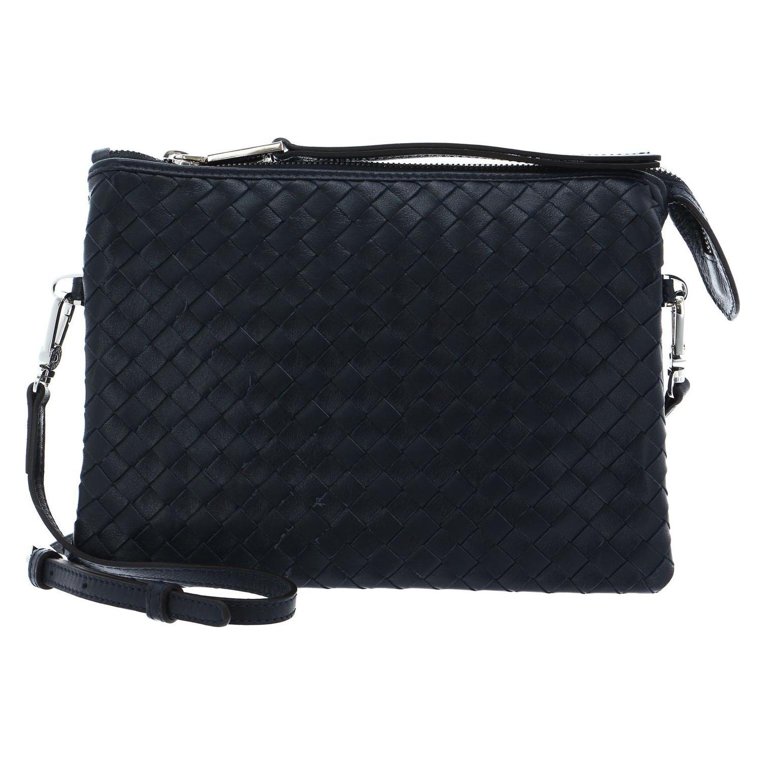 Abro, Damen, Handtasche, Leather Piuma Weaving Crossbody Bag Threefold, Blau