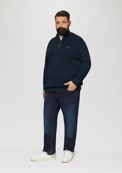 Produktbild S.Oliver Strickpullover Strickpullover mit Troyer-Kragen und Strukturmix (XXL)