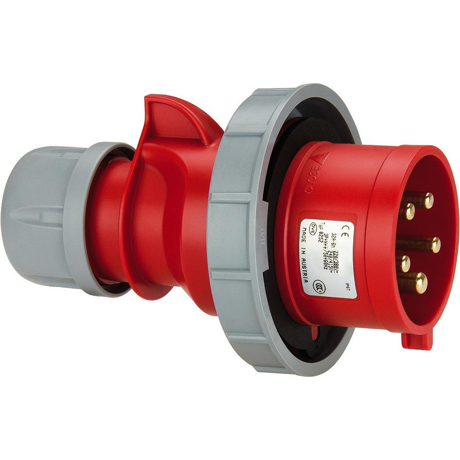 10x ABL, Netzstecker + Netzkupplung, CEE Stecker, IP67, 32A, 4-polig, 440V, 11h, rot