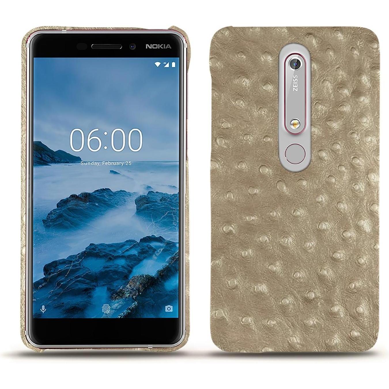 Noreve Lederschutzhülle (Nokia 6 (2018)), Smartphone Hülle, Beige