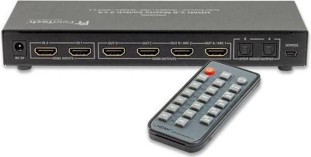 Productafbeelding FeinTech VMS02400 HDMI 2.0 Matrix Switch 2x4 mit Audio Extractor