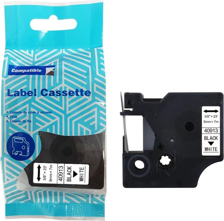 Hermex Alternatives Etikettenband zu Dymo D1 40913 / S0720680 Beschriftungsband (0.90 cm, Schwarz, Weiss)
