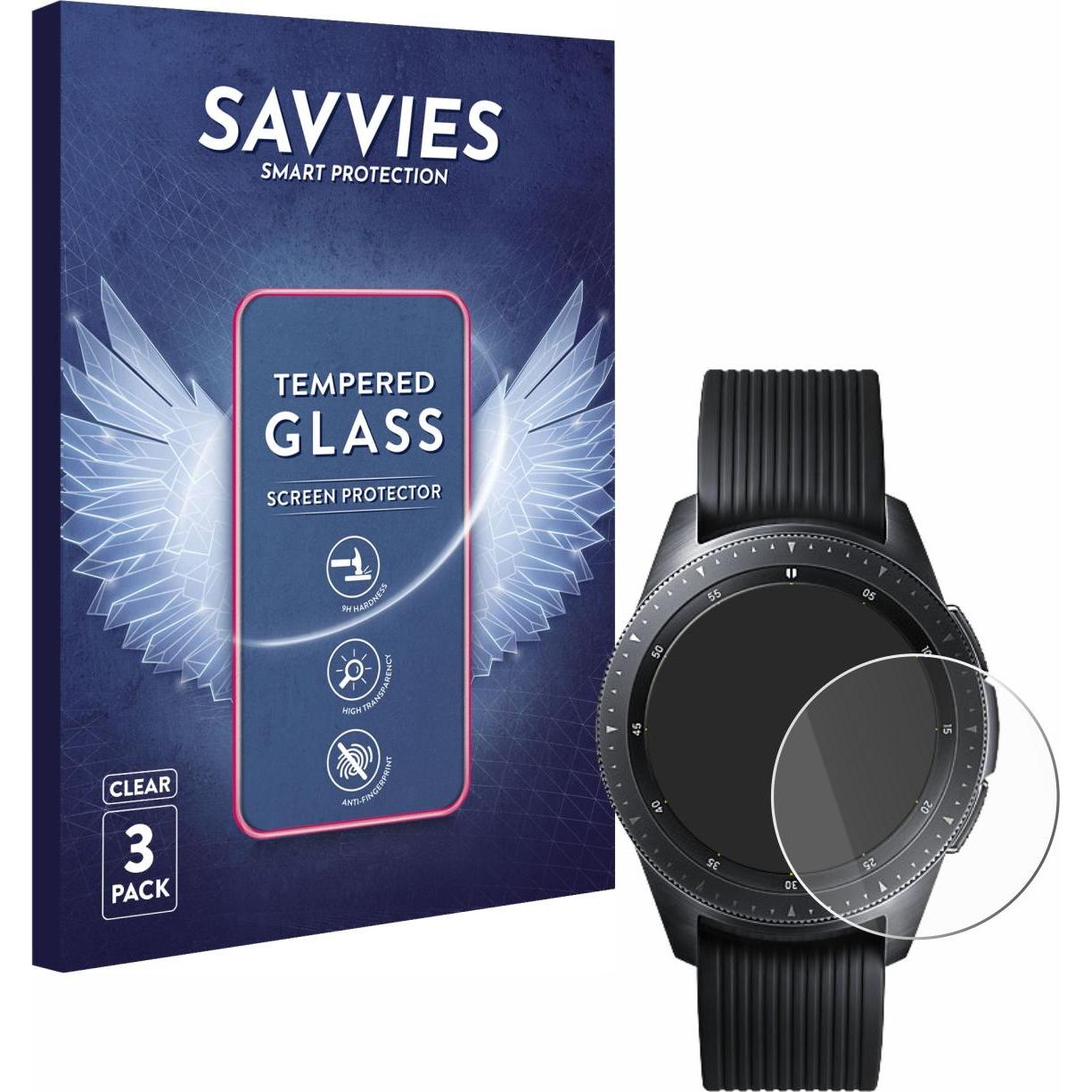 Savvies Panzerglas Hartglas Displayschutz, Smartwatch Schutzfolie, Transparent