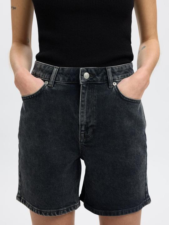 Actual product image Selected Femme Black High Waist Jean Shorts (40)