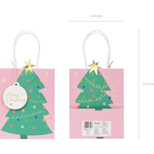 Thumbnail - Partydeco Gift bag Christmas tree, mix, 14x20.5x8cm (1 pkt / 1 pc.)