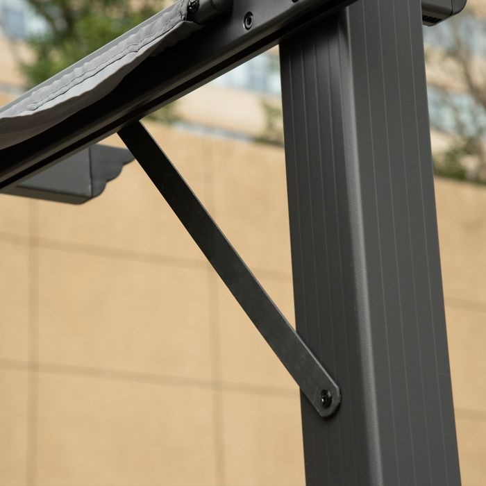 Immagine prodotto Swisshandel24 Padiglione a pergola con tetto scorrevole in alluminio grigio antracite+grigio scuro 3x3x2,23 m (300 cm, 300 cm)