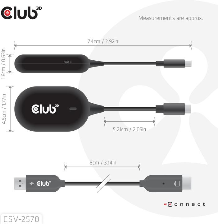 Image du produit Club 3D Club3D Wireless USB-C > HDMI Streaming Kit Full-HD 25m (USB-C)