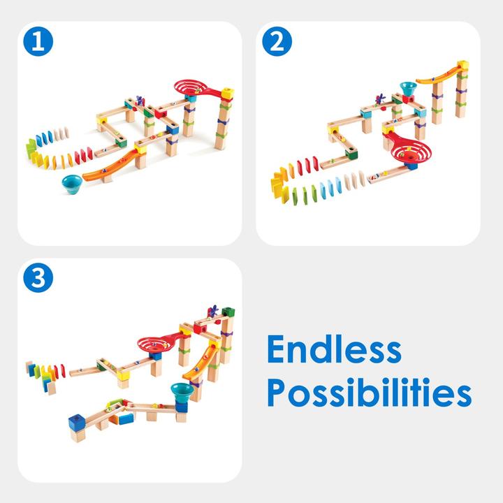 Actual product image Hape Fast marble run with dominoes