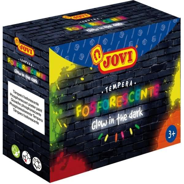 Jovi, Künstlerfarbe + Bastelfarbe, Temperafarben Neon VE=4 Dosen (Neongrün, Neonpink, Neongelb, Neonorange, 220 ml)