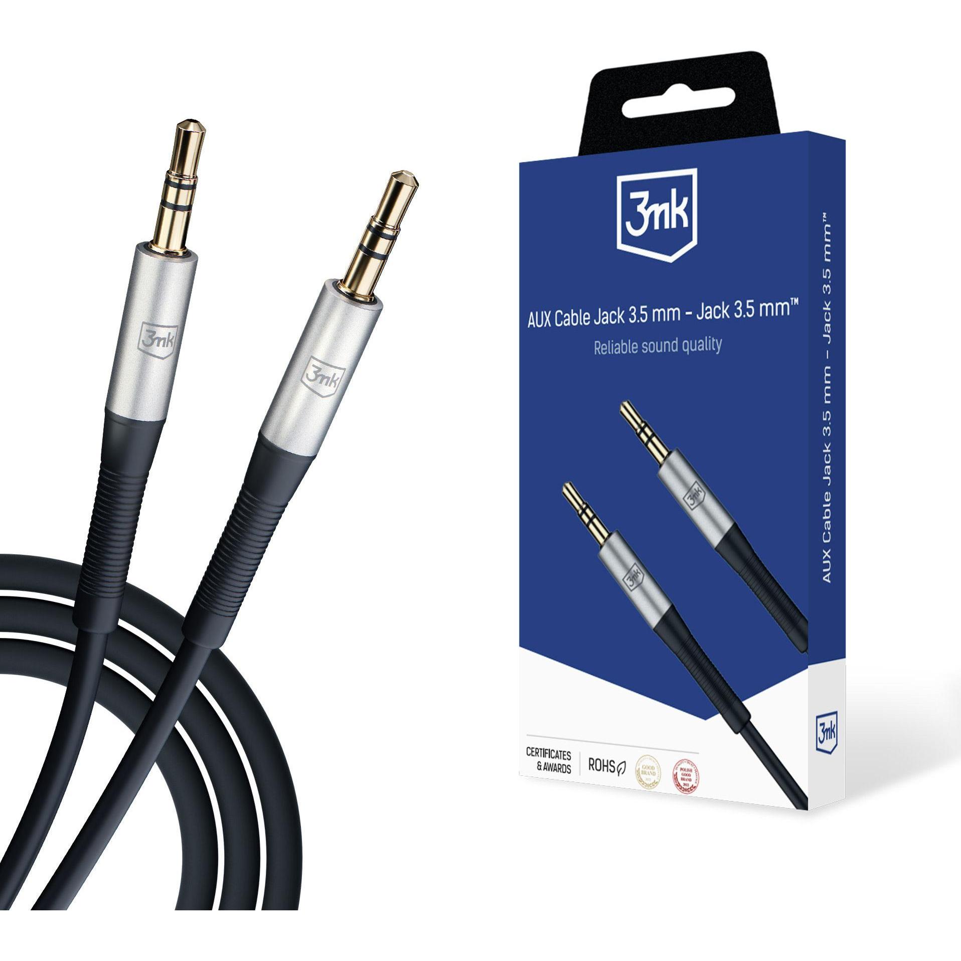 3MK Kabel AUX Jack 3,5 mm - Jack 3,5 mm 1m (1 m) (Jack 3,5 mm - Jack 3,5 mm)