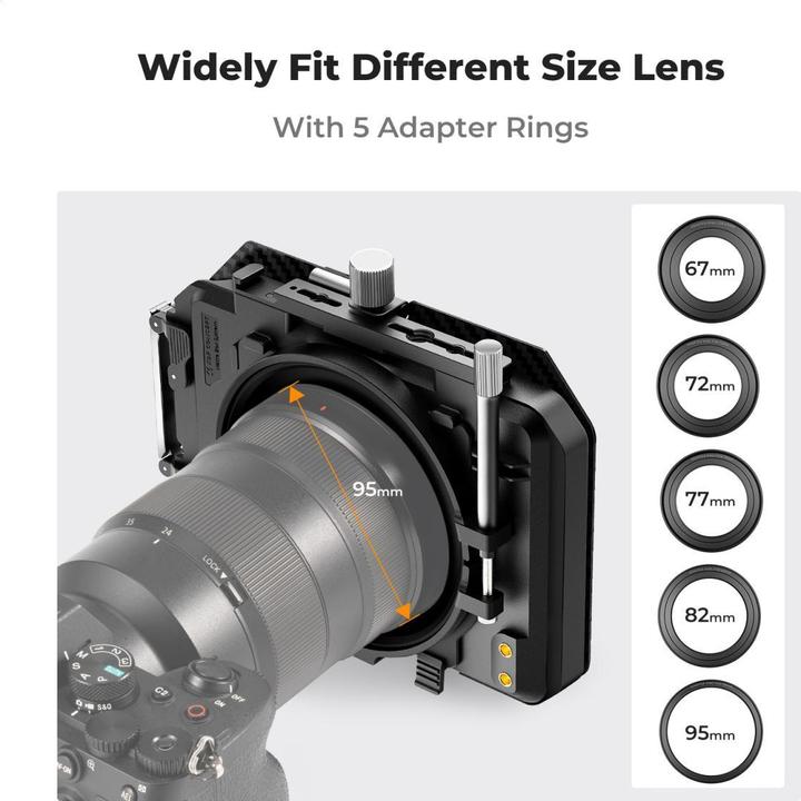 Produktbild K&F Concept Square Movie Blackout Kit, 2 Slots 4*5.65, with 67/72/77/82/95mm Adapter Ring (67 mm, ND- / Graufilter, 143.51 mm)