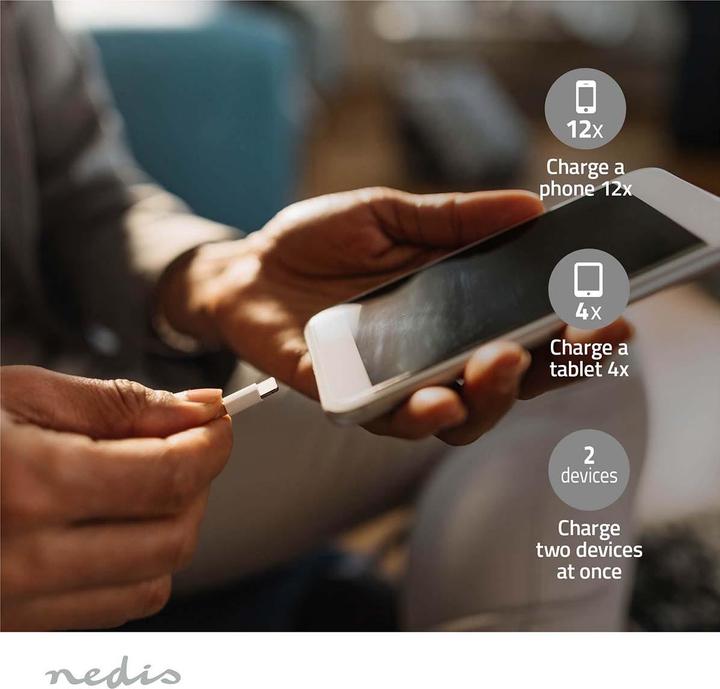 Produktbild Nedis powerbank | 30000 mAh | 1.5 / 2.0 / 3.0 A | Anzahl der Ausgänge: 2 | Ausgangsanschluss: 1x USB (30000 mAh, 20 W, 111 Wh)