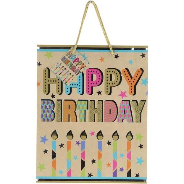 MICA Living, Geschenkverpackung, Geschenktasche - Happy Birthday Kerzen - ca. 26 x 32,4 x 12,7 cm (Geschenktüte)
