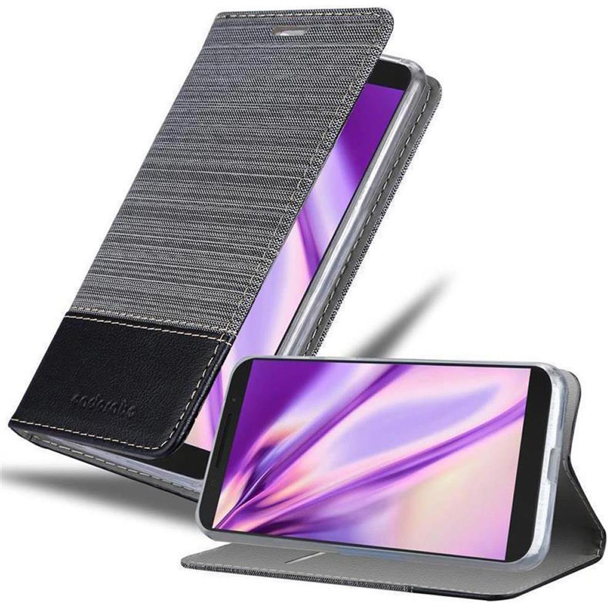 Cadorabo Book Jeans Optik Cover (Alcatel 3L), Smartphone Hülle, Grau