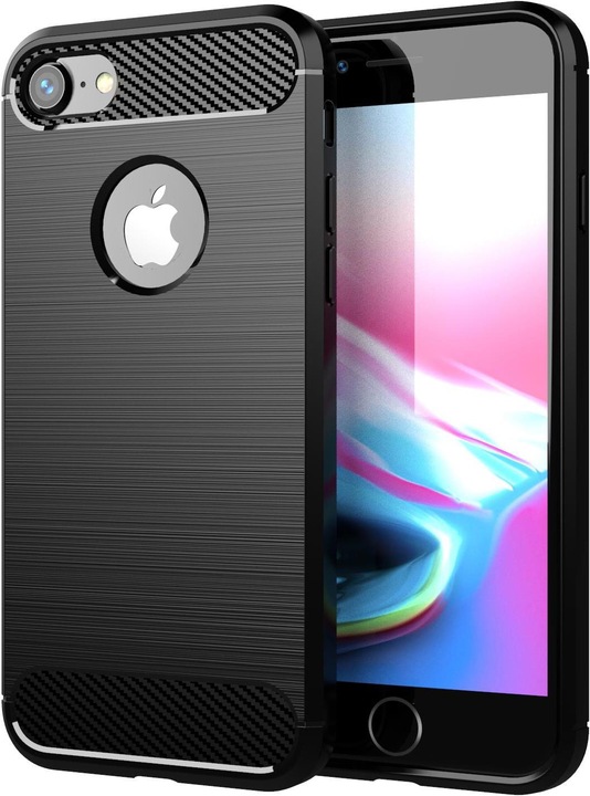 Immagine prodotto Cadorabo TPU Ultra sottile in acciaio inossidabile al carbonio Combi Cover (Apple iPhone 7)