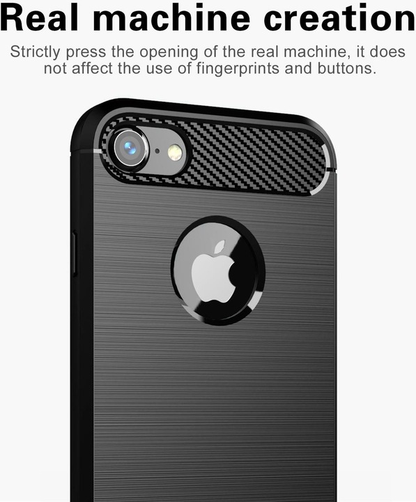 Immagine prodotto Cadorabo TPU Ultra sottile in acciaio inossidabile al carbonio Combi Cover (Apple iPhone 7)