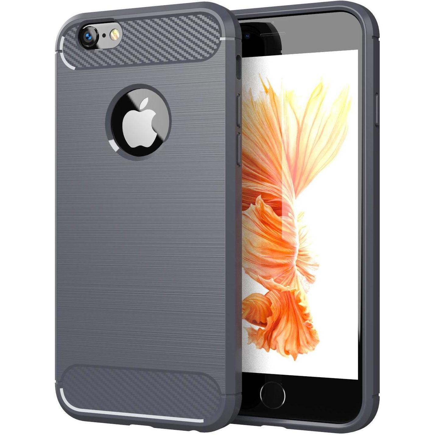Cadorabo TPU Ultra Slim carbon edelstahl Kombi Cover (Apple iPhone 6 Plus, Apple iPhone 6s Plus), Smartphone Hülle, Grau