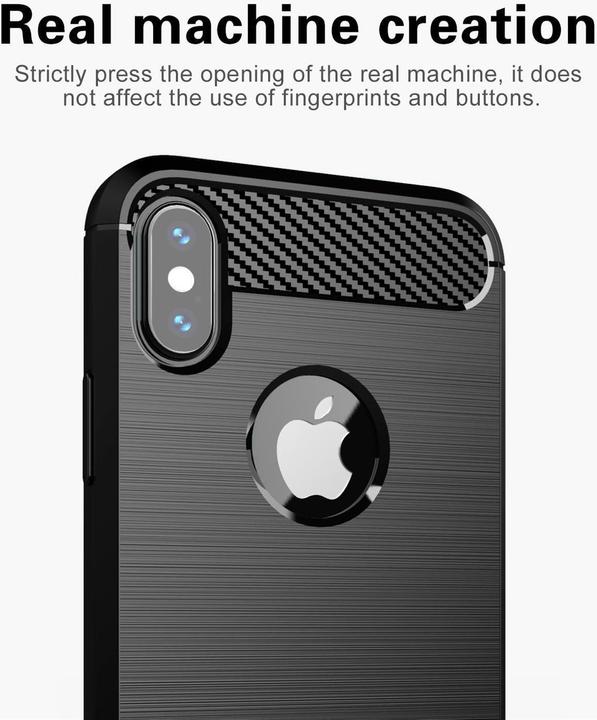 Immagine prodotto Cadorabo TPU Ultra sottile in acciaio inossidabile al carbonio Combi Cover (Apple iPhone XS Max)