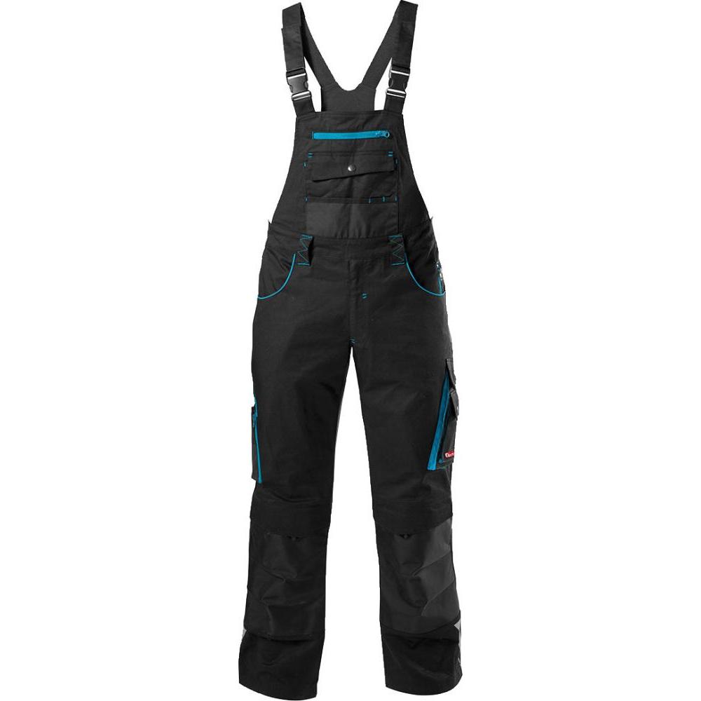Magni, Arbeitshose, Fortis Latzhose, schwarz/türkis, Gr. 90 (90)