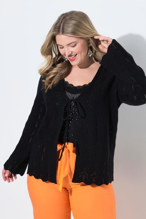 Produktbild Miamoda Strickjacke, gerade Passform, Ajourstrick, Langarm (46, 48)