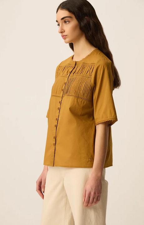 Produktbild Des Petits Hauts Kurzärmelige Bluse mit Spitzendetails (S)