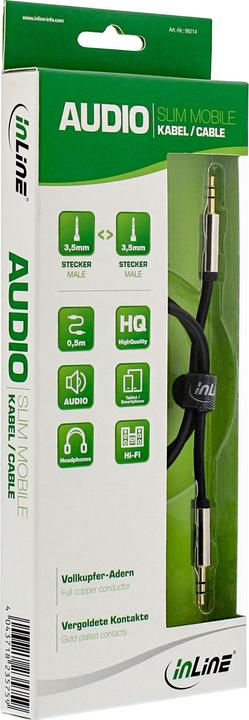 Actual product image InLine Slim Audio Cable Jack 3 (0.50 m, AUX cable)