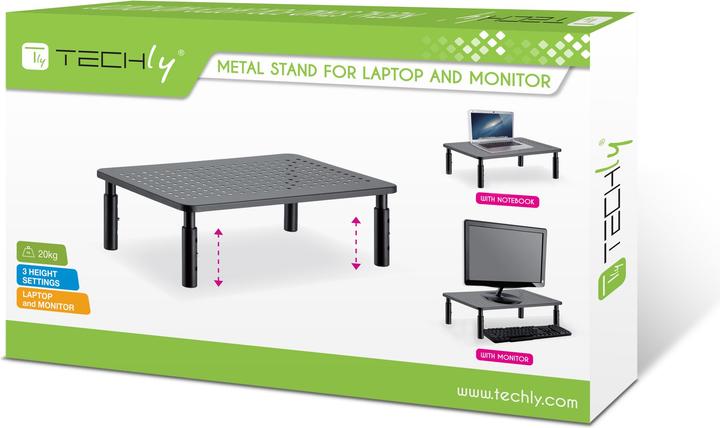 Image du produit Techly Tablette pour moniteur / ordinateur portable, noir, 370 x 235 x 120 mm (Tables, 20 kg)
