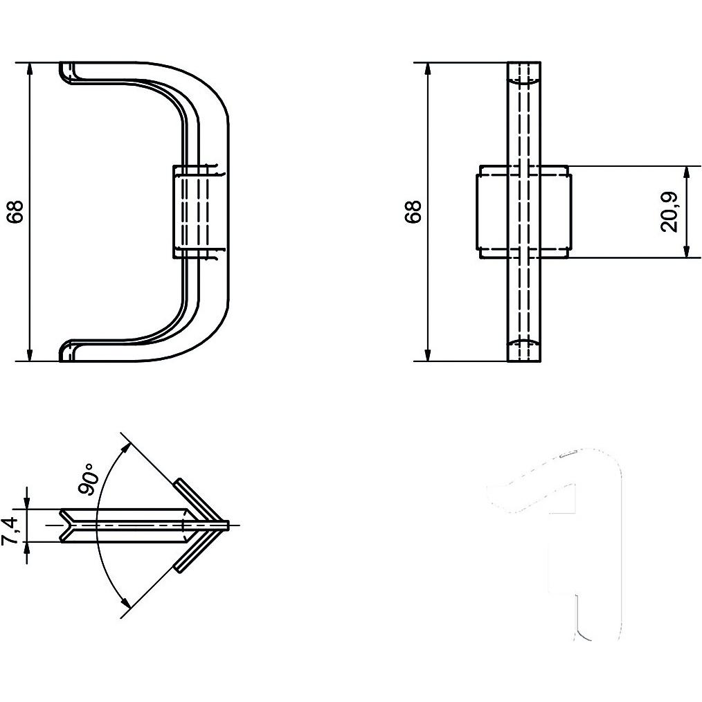 Thumbnail - Schüco, Profil + Stange, Ecke für Griffmulden