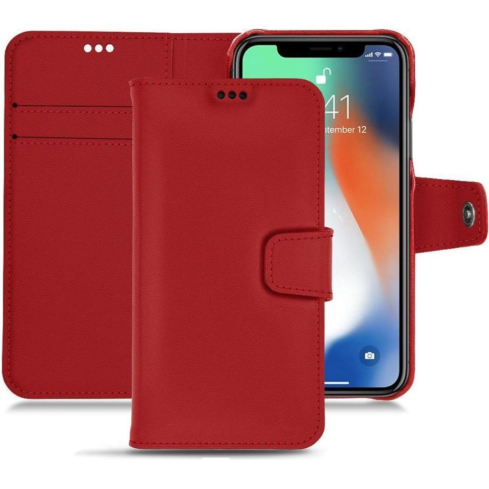 Noreve Lederschutzhülle Wallet (Apple iPhone XS Max), Smartphone Hülle, Rot