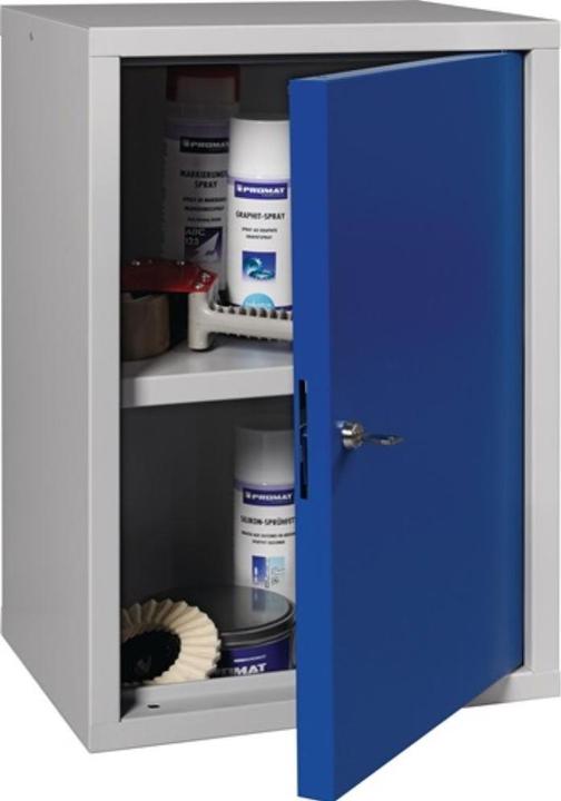 Produktbild HP Autozubehör Hängeschrank H600xB400xT300 mm Vollblech, 1 Boden Stahlblech lichtgrau, RAL 7035/enzianblau, RAL... (40 cm, 60 cm)