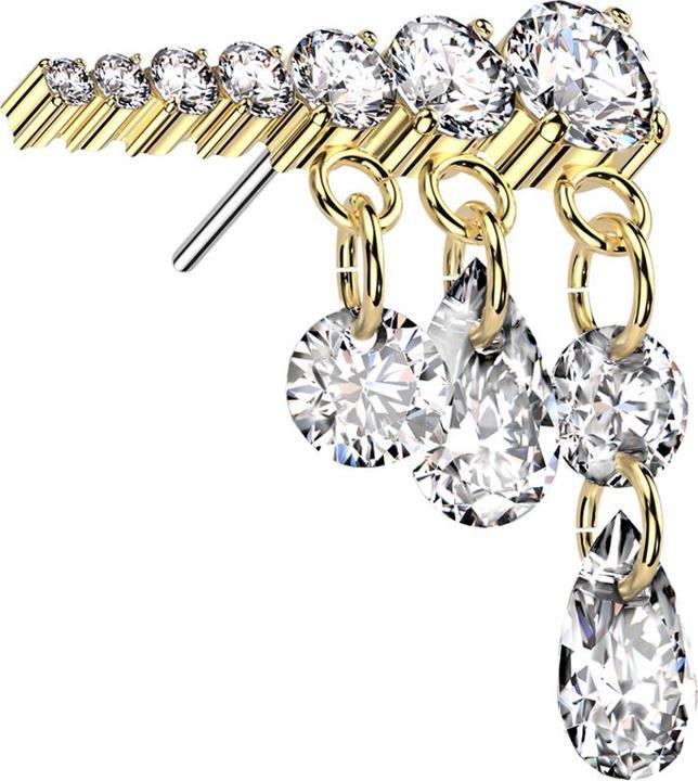 Immagine prodotto Star Piercing Threadless placcato oro sette cristalli argento ciondolo tre catene cristalli argento sinistra (senza ottone, Titanio)